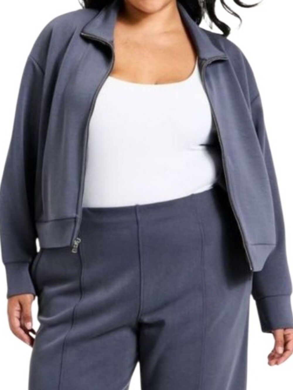 Slate Blue Sandwash Zip Up Sweater Sz 1 Nwt